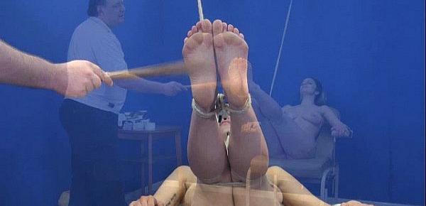  Amateur feet whipping and foot fetish of bondage babe in hardcore bdsm
